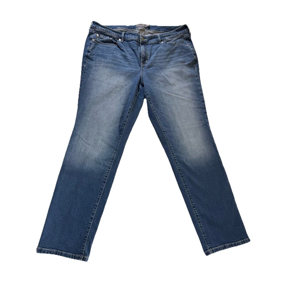 Torrid Womens Blue Jeans Boyfriend Straight 18R Vintage Stretch Medium Wash Fade